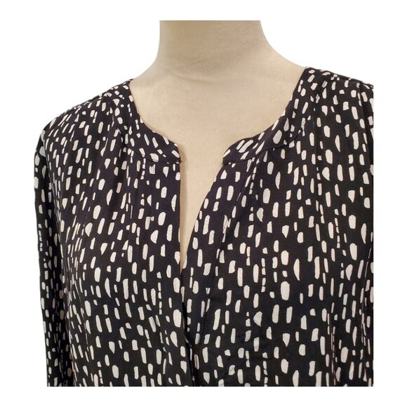 ALEX & LILI SZ XL Black White Print Abstract Dot Long Sleeve Flowy Rayon Dress - Picture 2 of 10